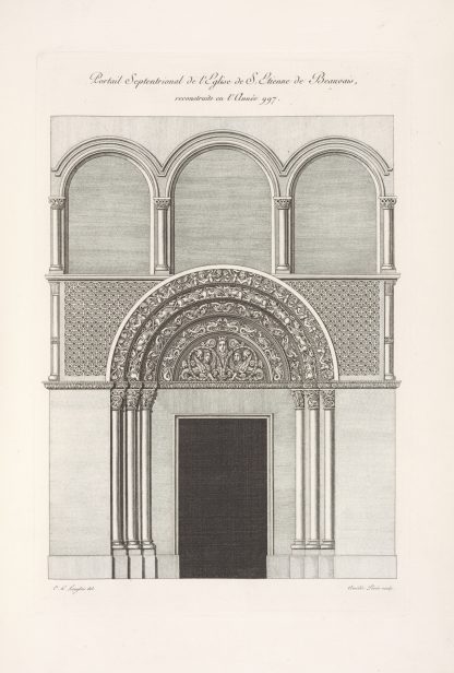 Portail septentrional de l’église de S. Étienne de Beauvais, reconstruite en l’année 997. by Nicolas Xavier Willemin
