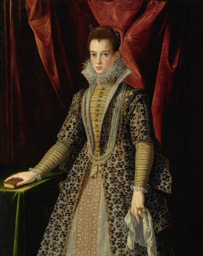 Portrait Of A Young Lady In An Embroidered Dress And Pearls by Jacopo Zucchi