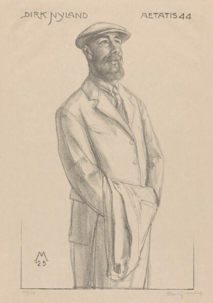 Portret van Dirk Hidde Nijland met jas over de arm by Simon Moulijn