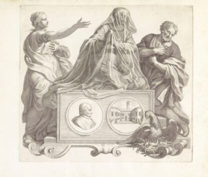 Portret van een lid van de familie Barbarigo en de personificaties Berouw van zonden en Meditatie by Robert van Audenaerde