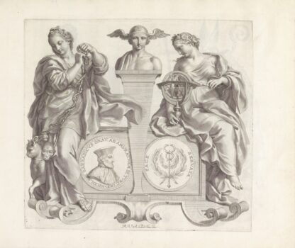 Portret van Nicolo Barbarigo en de personificaties van Overreding en Kennis by Robert van Audenaerde