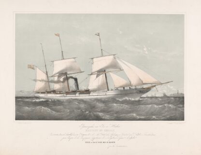 Schroefstoomschip Mariout et Hedjaz varend op zee Pijroscaphes en Fer à Helice Mariout et Hedjaz by Johan Conrad Greive