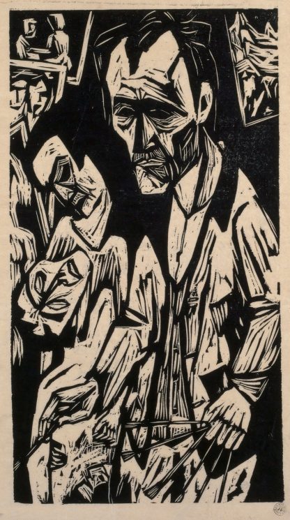 Selbstbildnis mit Pinseln by Hermann Scherer