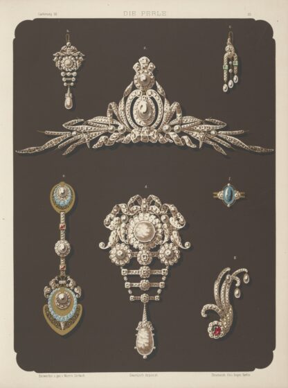 Seven Designs For Jewelry, Including Large Pearl And Diamond Brooch. by Martin Gerlach