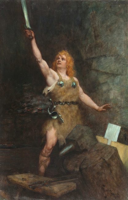 Siegfried in der Schmiede by Ferdinand Leeke