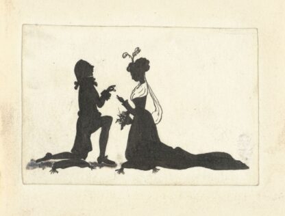 Silhouetten van een man knielend voor een vrouw by Nelly Bodenheim