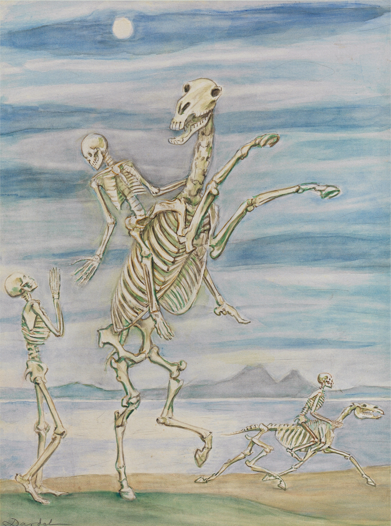 Skeleton on Horseback by Nils Dardel