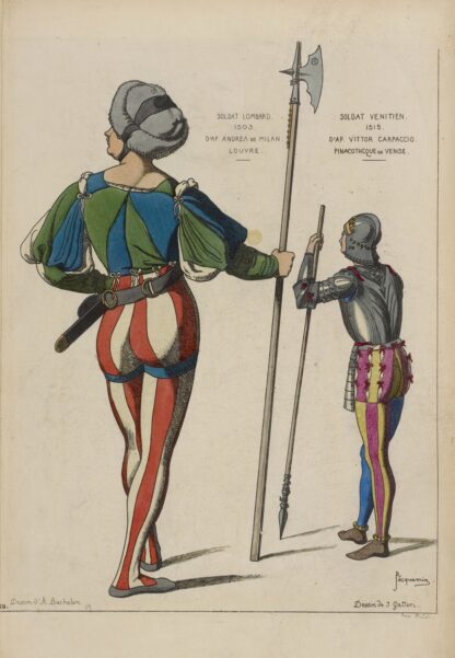 Soldat Lombard. 1503. Dap[rès] Andrea de Milan. Louvre. Soldat Venitien. 1515. D’ap[rès] Vittor Carpaccio by Raphaël Jacquemin