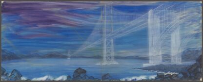 Suspension Bridge over Sea, Violet Sky by Anonymous