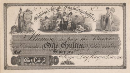 Swansea Bank Glamorganshire one pound note by Perkins & Heath