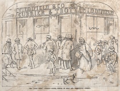The ‘Cold Term,’ Boston – Scene, Corner Milk and Washington Streets by Winslow Homer