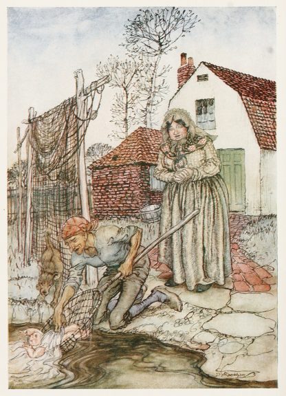 The fisherman and his wife had no children, and they were just longing for a baby by Arthur Rackham
