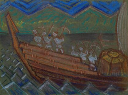The Great Kalevala, defending Sampo from the boat with archers by Akseli Gallen-Kallela