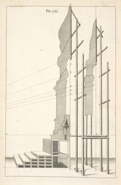 The manner of erecting machines, that consist of several ranges of frames. by Andrea Pozzo