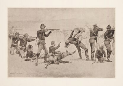 The opening of the fight at Wounded Knee by Frederic Remington