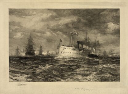The White Squadron’s Farewell Salute to the Body of John Ericsson, New York Bay, August 23, 1890 by Edward Moran