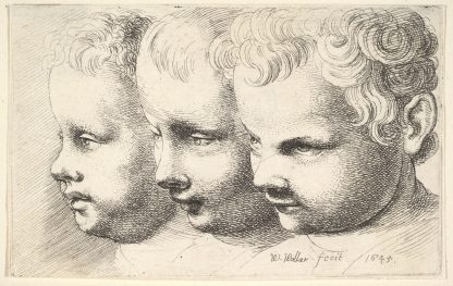 Three children’s heads by Wenceslaus Hollar