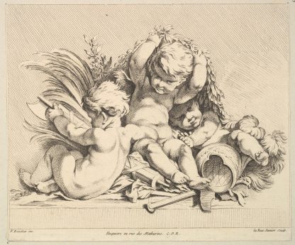 Three Cupids with Military Trophies by Louis-Felix de La Rue
