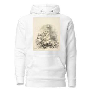 Three men dressed as women with bonnets reading Faith, Hope, and Charity ride on a stormy sea in a washtub labeled ‘The Henry Ford’ by William Henry Walker Hoodie