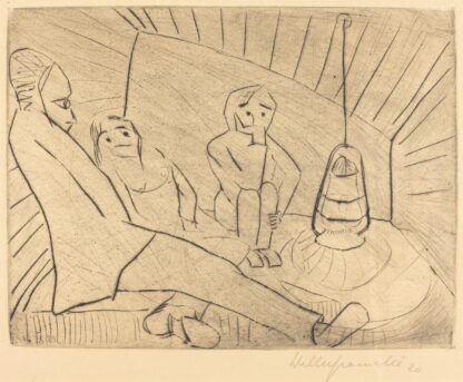 Three People in an Atelier by Walter Gramatté