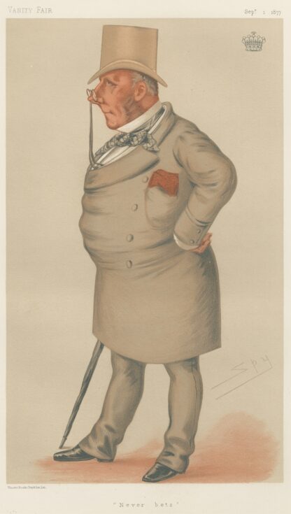 Turf Devotees; ‘Never Bets’, Viscount Falmouth, September 1, 1877 by Leslie Matthew Ward