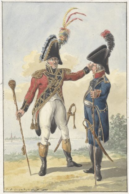 Twee staande officieren by Jan Anthonie Langendijk