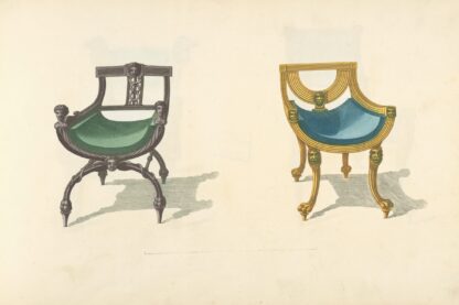 Two chairs with bucket seats by Thomas Sheraton