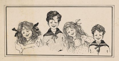 Vier lachende jongens en meisjes by Nelly Spoor