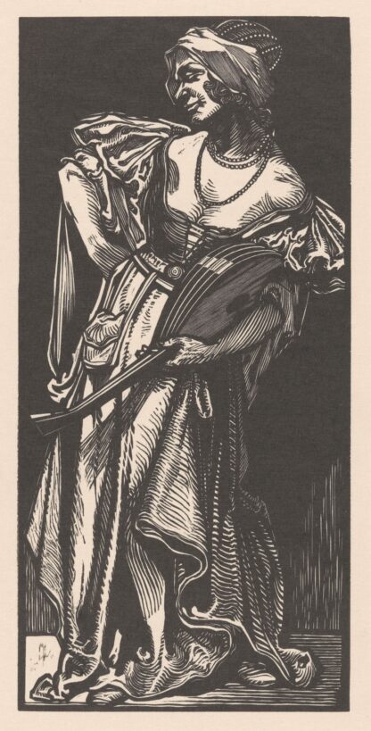 Vrouw met luit by Johannes Josephus Aarts