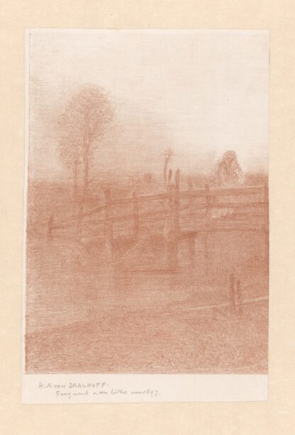 Vrouw op een houten brug by Henri van Daalhoff