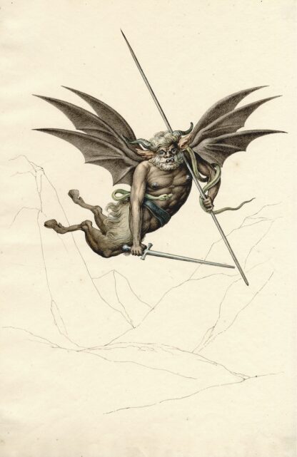 Winged devil, from a fresco in the Camposanto at Pisa by David Humbert de Superville