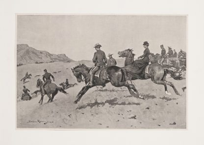 Winter pastimes at an army’s post in the southwest–a run with the hounds by Frederic Remington