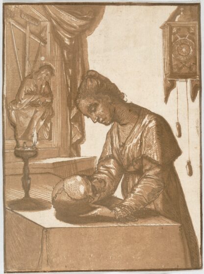 Woman Meditating on a Skull by Andrea Andreani