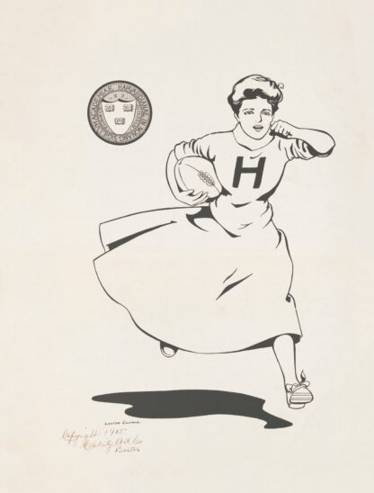Woman playing football, Harvard University by Louise Clarke