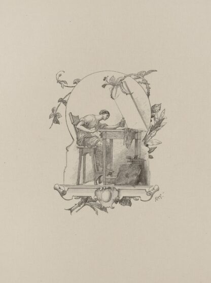 Woman seated at artist’s table by Frederick Florian