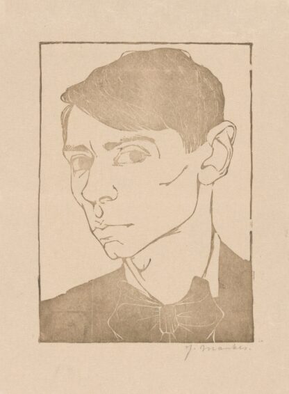 Zelfportret met vlinderdas by Jan Mankes