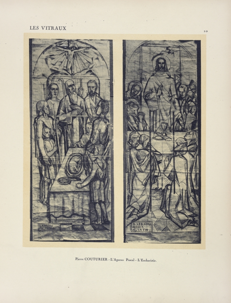 1, L’Agneau pascal ; 2, L’Eucharistie, cartons de vitraux exécutés à Domèvre-sur-Vezouse by Jacques Gruber