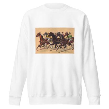 Harness race depicting five horses by Calvert Litho. Co Sweatshirt
