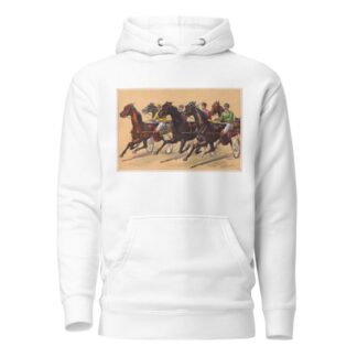 Harness race depicting five horses by Calvert Litho. Co Hoodie