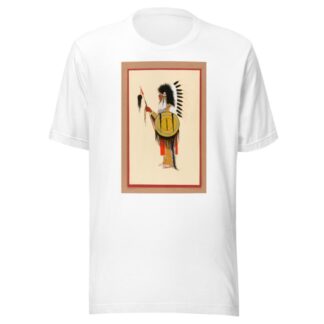 Cheyenne Warrior in Feather Headdress with Shield by Monroe Tsatoke T-Shirt