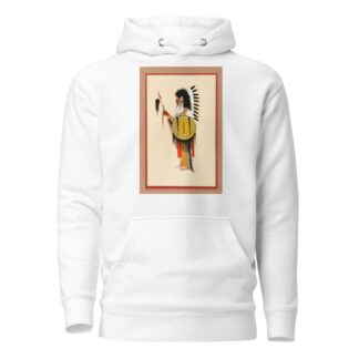 Cheyenne Warrior in Feather Headdress with Shield by Monroe Tsatoke Hoodie