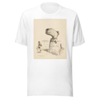 A whale, wearing a dress, confronts a surprised sailor on a dock. by William Henry Walker T-Shirt