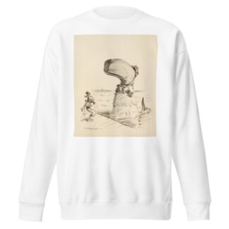 A whale, wearing a dress, confronts a surprised sailor on a dock. by William Henry Walker Sweatshirt