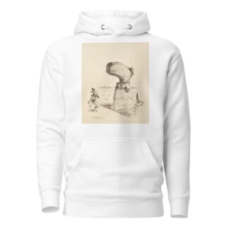 A whale, wearing a dress, confronts a surprised sailor on a dock. by William Henry Walker Hoodie