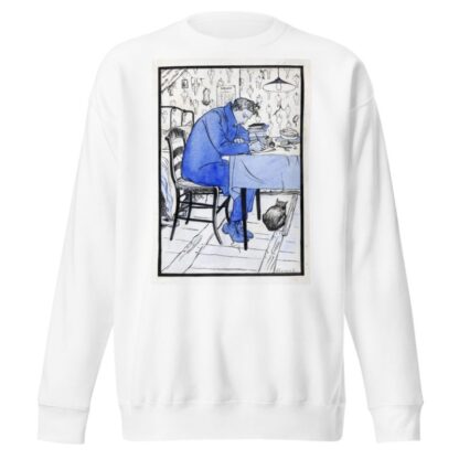 Jan maakt huiswerk aan een tafel by Anny Leusink Sweatshirt