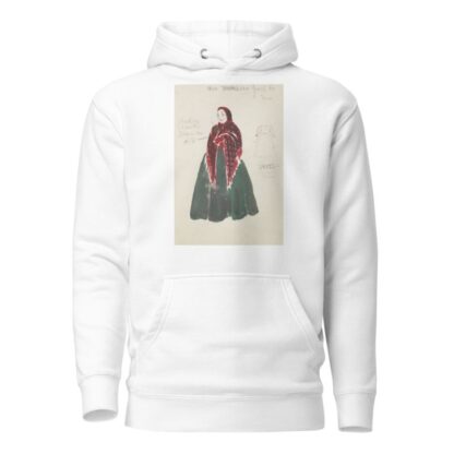 Life and Death of an American: Miss Baraks green dress, red and black shawl by Alex Jones Hoodie