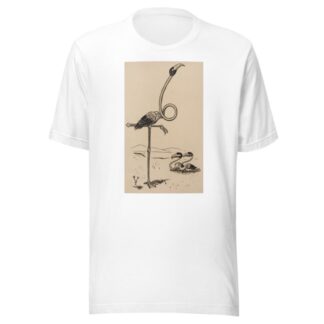 Eleven comic strip frames of flamingo shaping figures with its long neck Pl.8 by Franklin Morris Howarth T-Shirt