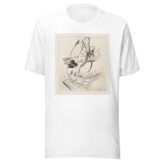 William Jennings Bryan, depicted as a bird, stands on a perch made from buildings representing Chautauqua and the Commoner by Louis Glackens T-Shirt