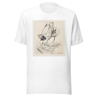 William Jennings Bryan, depicted as a bird, stands on a perch made from buildings representing Chautauqua and the Commoner by Louis Glackens T-Shirt