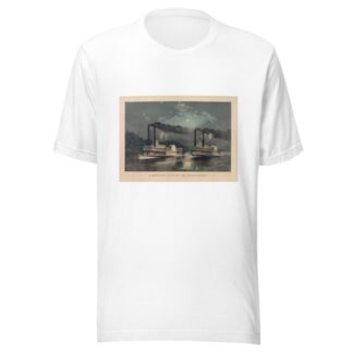 A midnight race on the Mississippi by Currier & Ives. T-Shirt